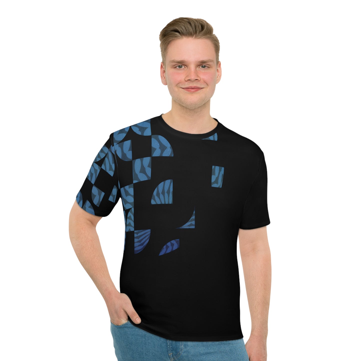 Stylish Men's Loose T-shirt with Abstract Blue Design | Comfortable Everyday Wear